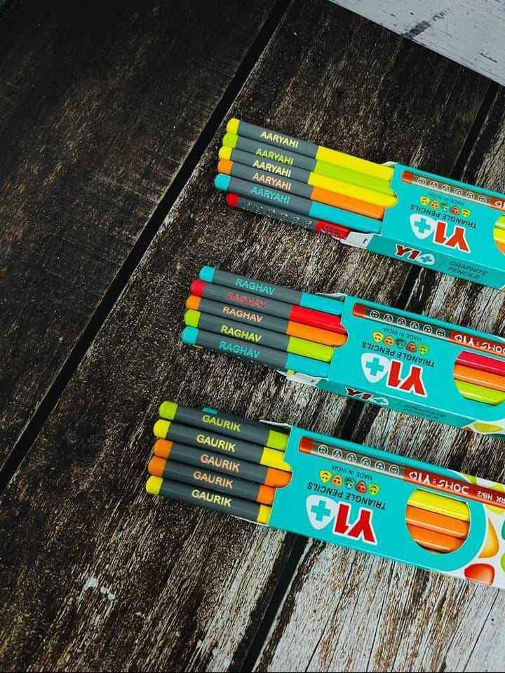 LittleTods™ Personalized Pencils For Kids  (1 ERASER & SHARPENER FREE) [Name Customisation Over Order Call Confirmation]