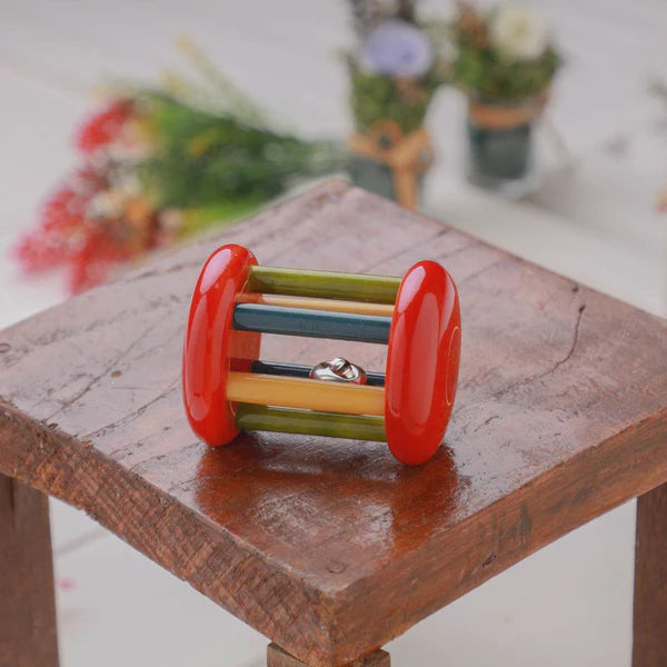 Wooden Rattle - Small Tumbler Red