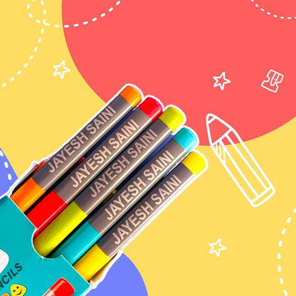 LittleTods™ Personalized Pencils For Kids  (1 ERASER & SHARPENER FREE) [Name Customisation Over Order Call Confirmation]