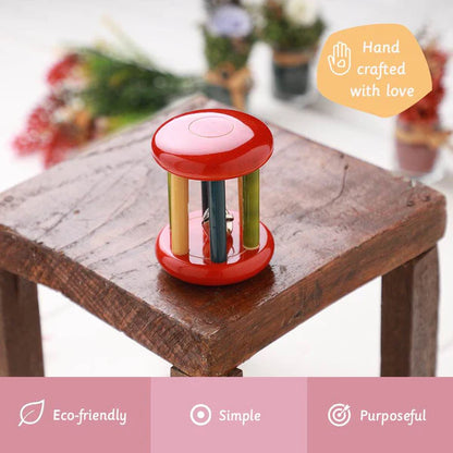 Wooden Rattle - Small Tumbler Red